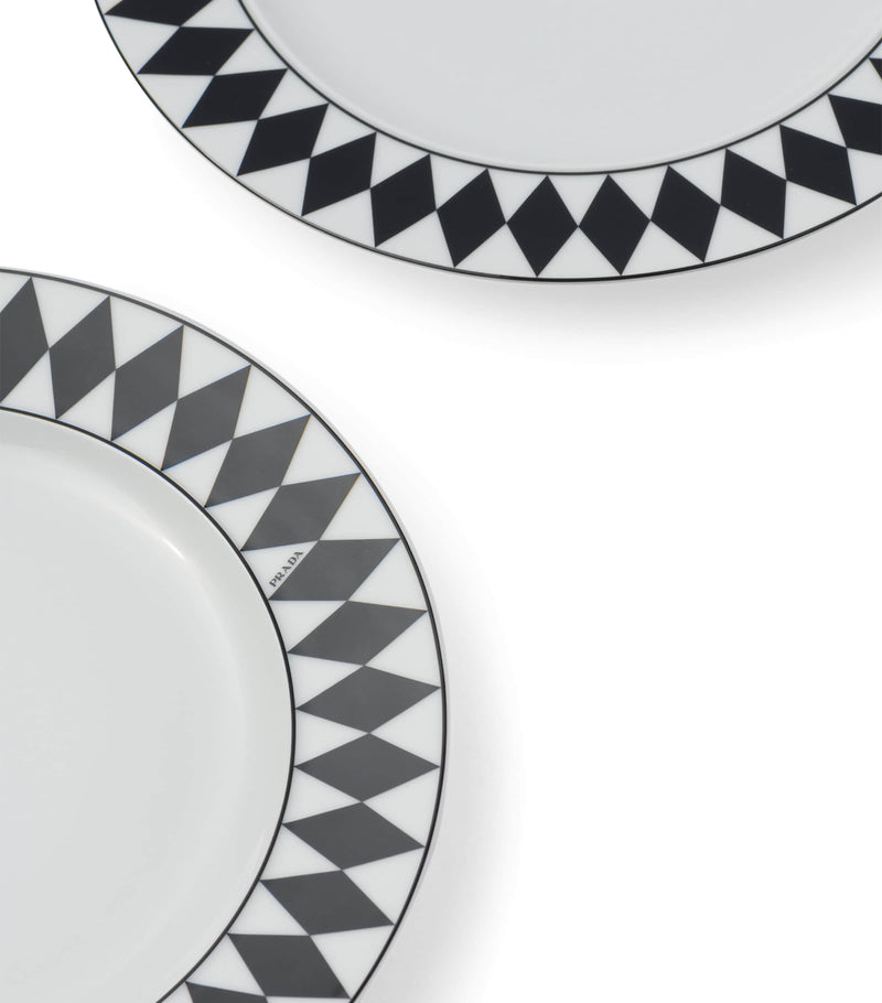 Prada porcelain chequerboard dessert plates set 22cm, imported from the UK