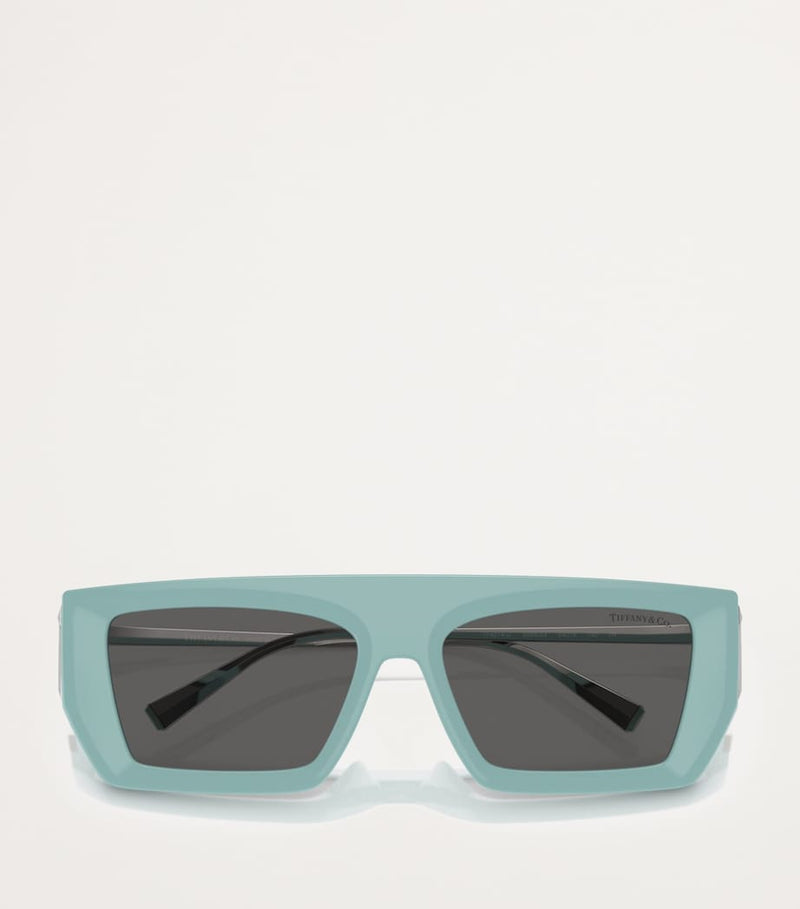Tiffany & Co. injected rectangular sunglasses with blue tips, from the UK