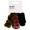 Studio London Scrunchies Black Brown Green 3 pack (British brand)