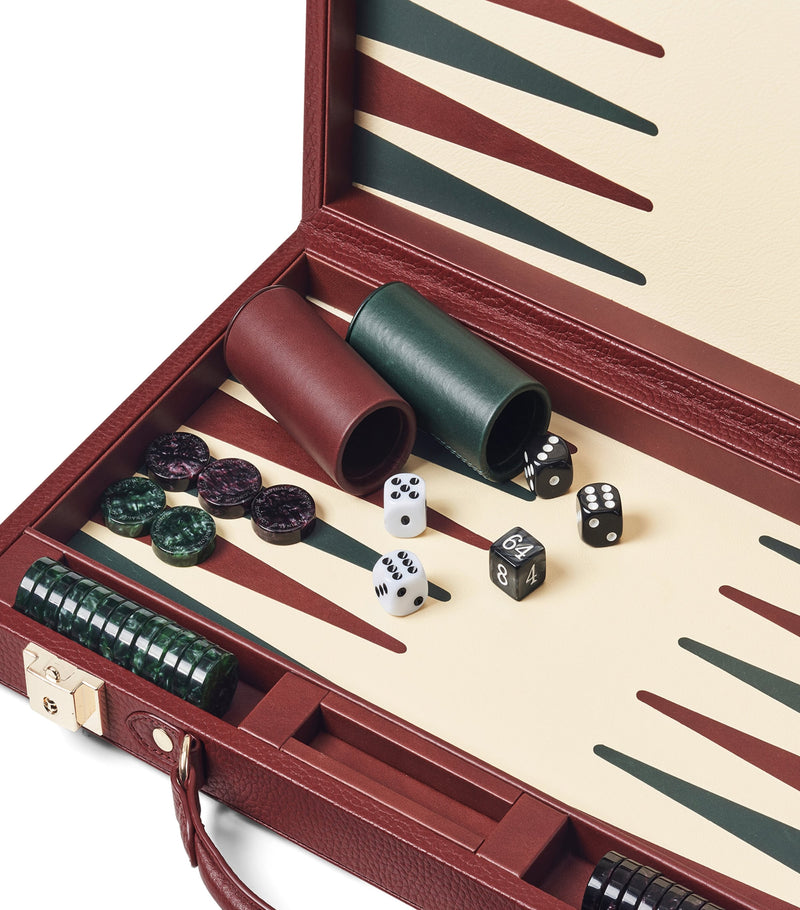 Aspinal of London 15-inch pebbled leather backgammon set - British product