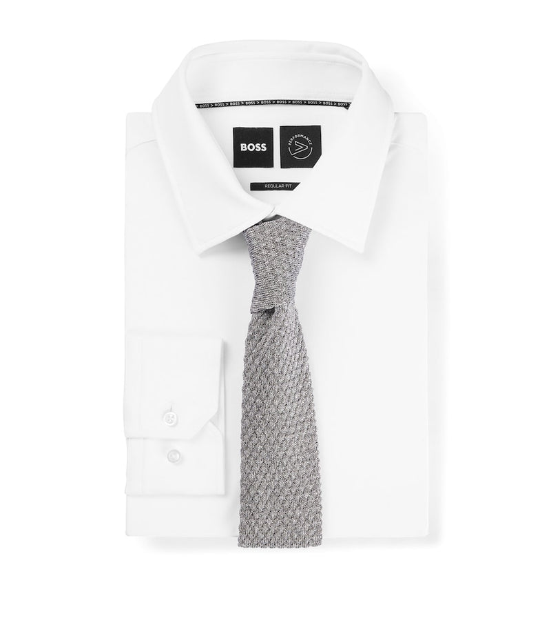 BOSS silk knitted straight tie, UK version