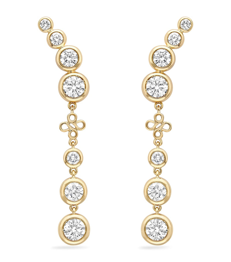 Boodles yellow gold and diamond long earrings (British brand)