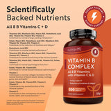Nutravita Vitamin B Complex with Vitamin D and C 500 tablets (British brand)
