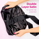 Brushworks double layer satin hair bonnet black - British product