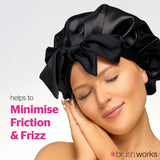Brushworks double layer satin hair bonnet black - British product