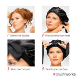 Brushworks double layer satin hair bonnet black - British product