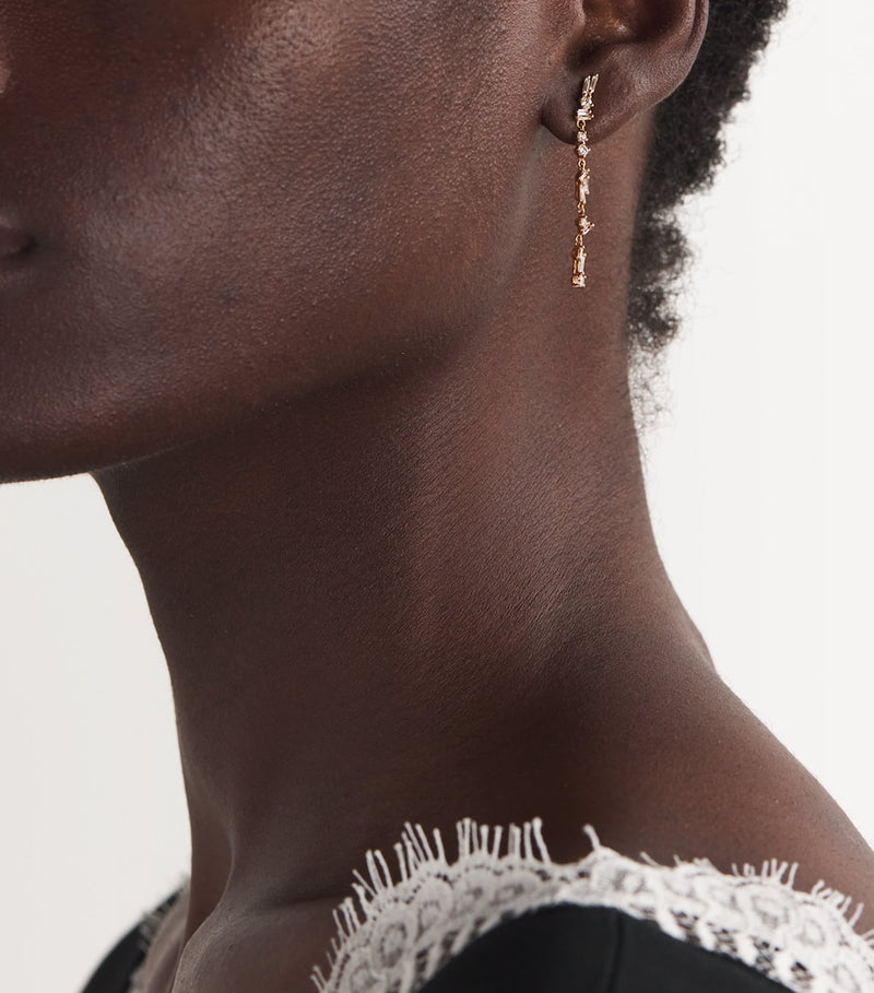 Suzanne Kalan rose gold diamond drop earrings (British brand)
