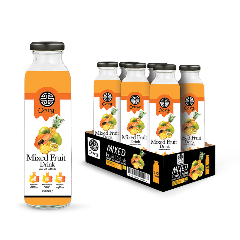 OORG natural mixed fruit juice 250ml pack of 6, imported from the UK