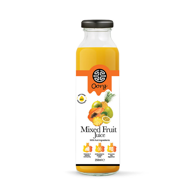 OORG natural mixed fruit juice 250ml pack of 6, imported from the UK