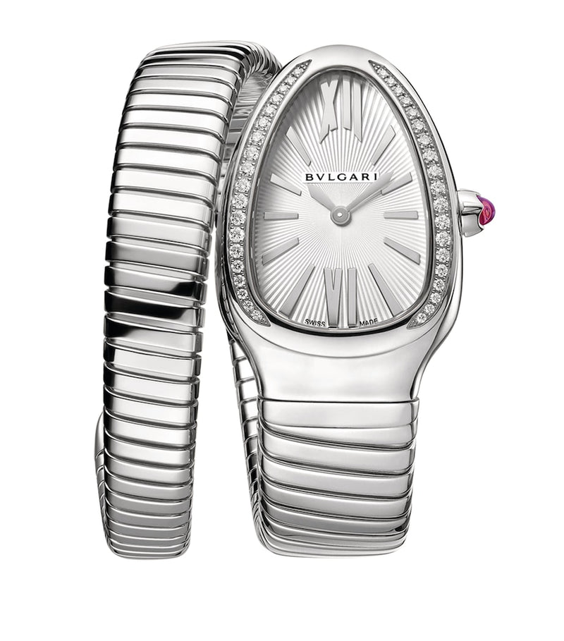 Bvlgari Serpenti Tubogas stainless steel diamond watch 35mm, imported from the UK