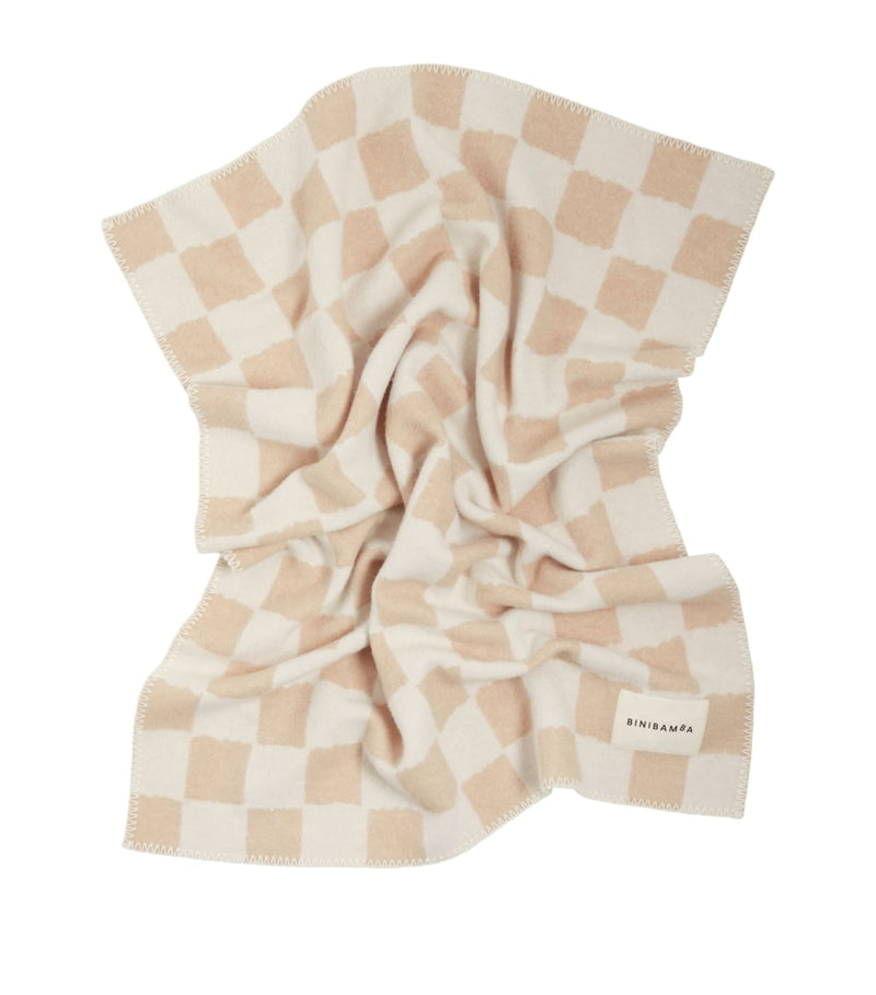 Binibamba merino wool chequerboard blanket - British product