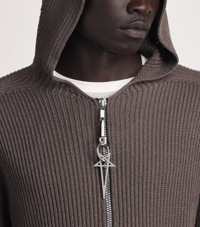 Rick Owens Pentagram keyring brushed palladium, UK version
