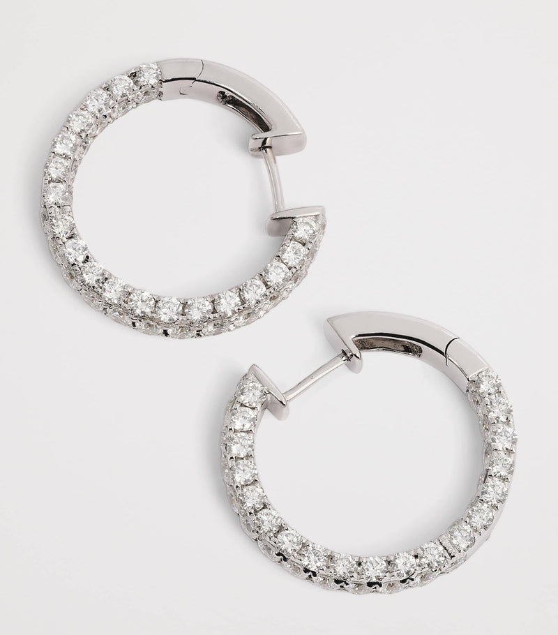 SHAY white gold diamond three-sided hoop earrings, UK version