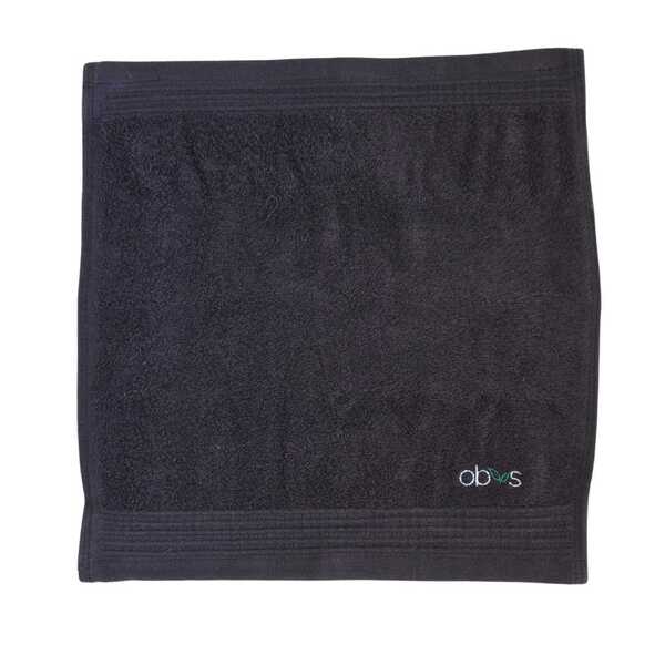Obvs Organic Cotton Face Cloth Black 34x34cm, imported from the UK