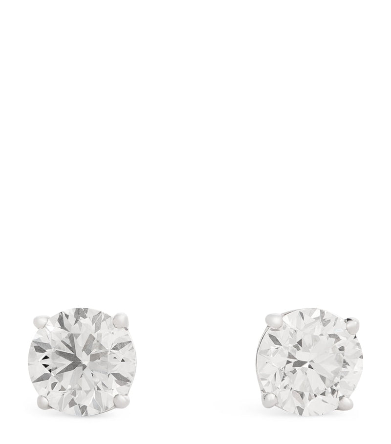 Harrods white gold diamond stud earrings 1.90ctw (British brand)