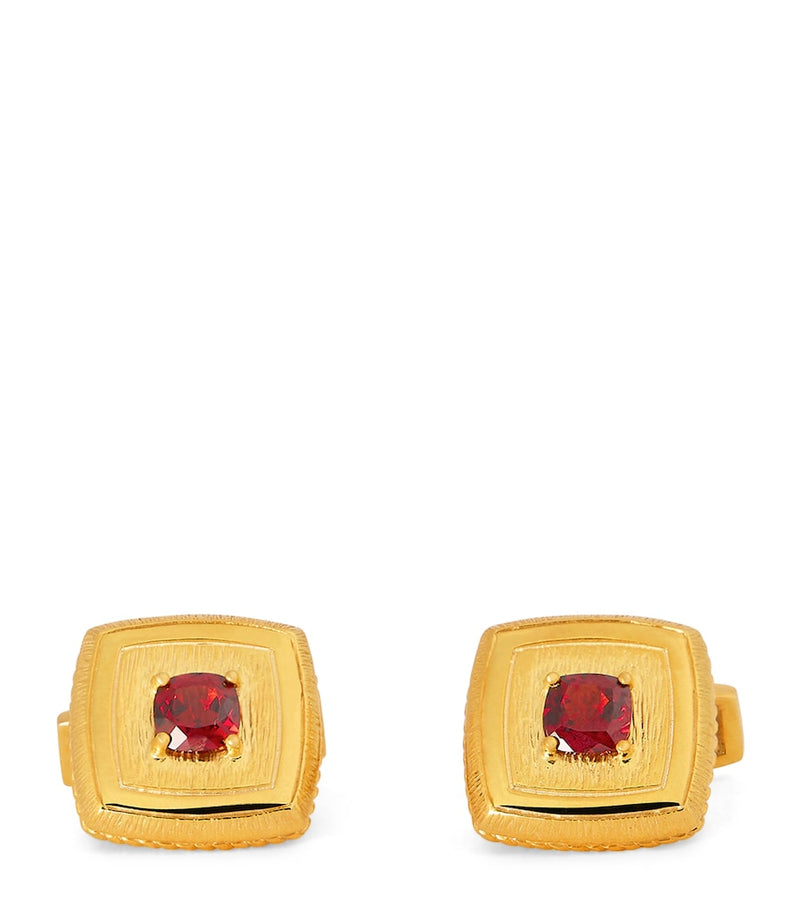Tateossian gold-plated garnet Graffiato cufflinks (British brand)