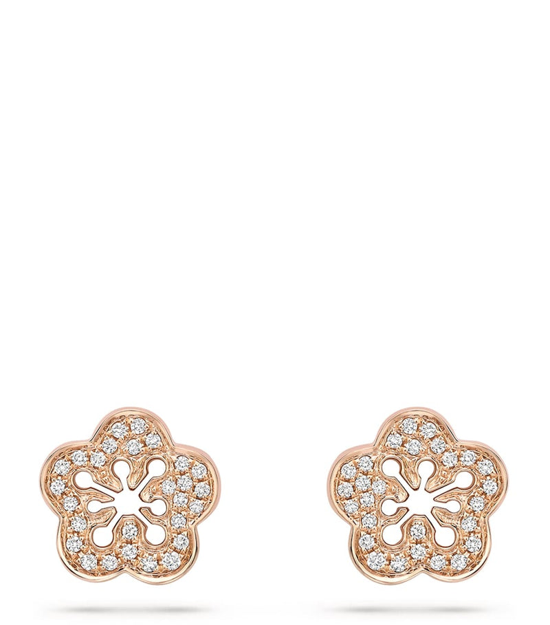 Boodles rose gold diamond blossom stud earrings 1cm, imported from the UK