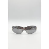 SVNX Racer Sonnenbrille silber Sternscharnier-Detail, importiert aus Großbritannien