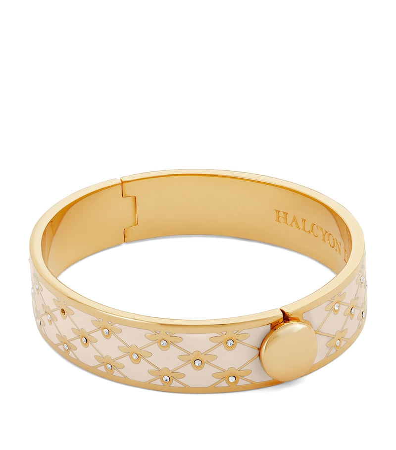 Halcyon Days gold-plated enamel bee sparkle bangle, imported from the UK