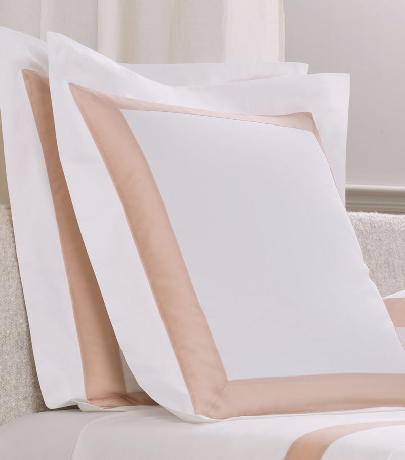 Frette cotton sateen border pillowcase 65cm, imported from the UK
