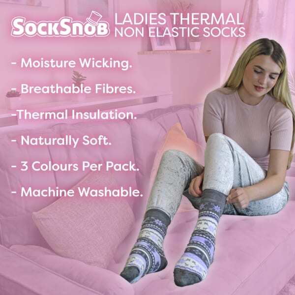 Sock Snob Ladies Thermal Socks 3 Pack UK 4-8 (British brand)