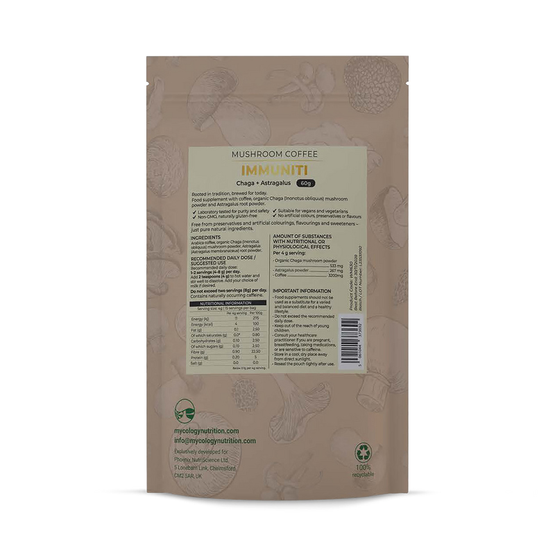 Mycology Nutrition immunity coffee chaga astragalus 60g (British brand)