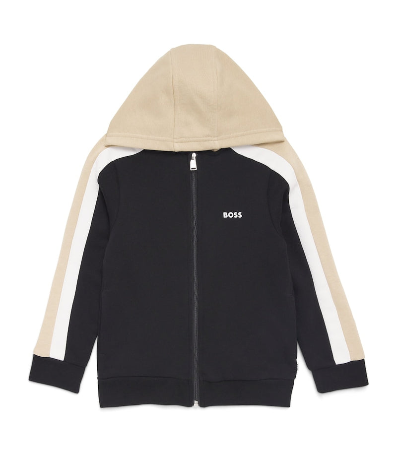 BOSS cotton stripe zip-up hoodie for kids ages 4-16 - British product
