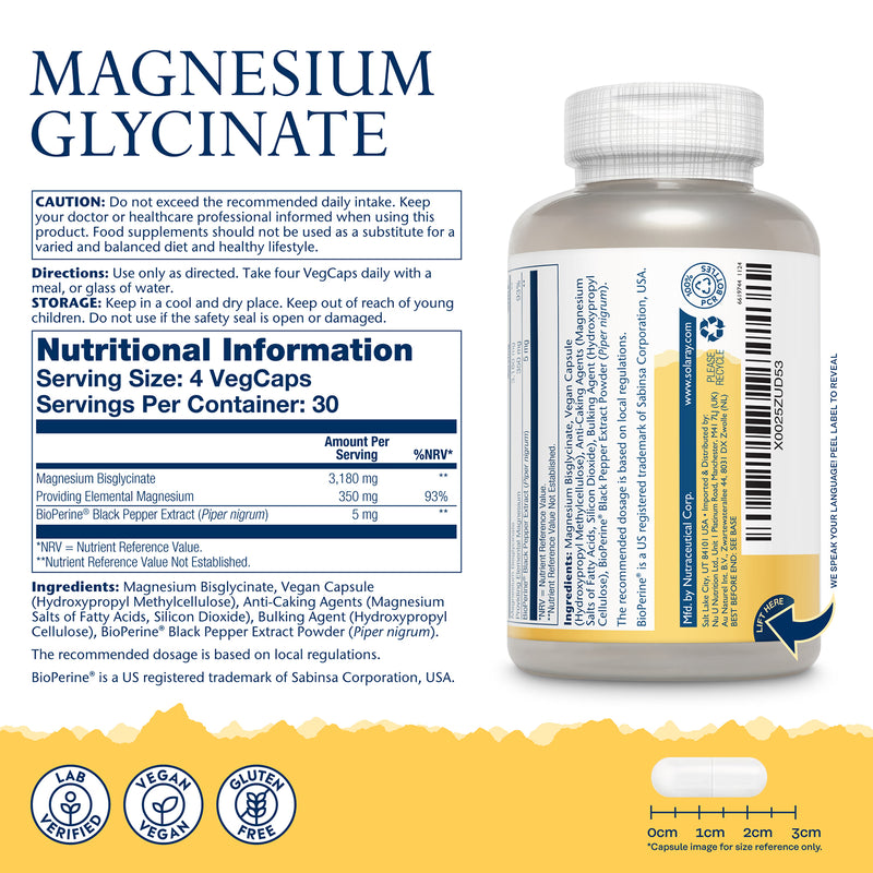 Solaray Magnesium Glycinate 350mg 120 capsules, UK version