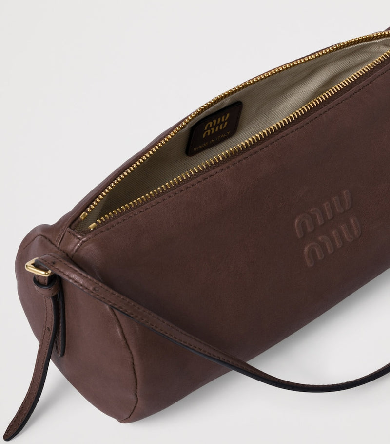 Miu Miu leather pouch with embossed logo, imported from the UK