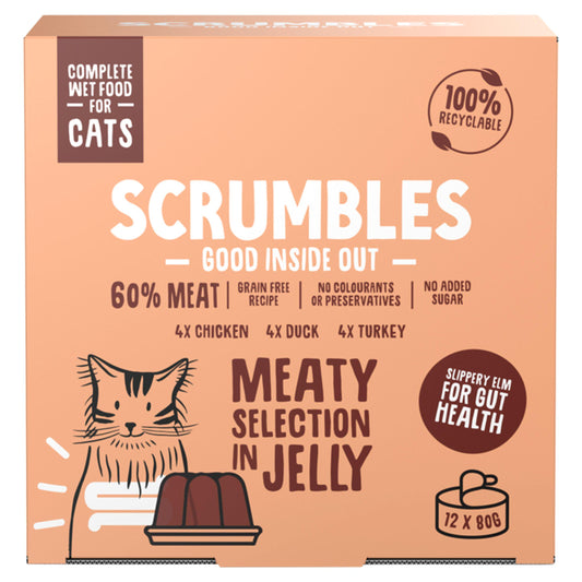 Scrumbles Meaty Selection in Jelly Wet Cat Food Tins 12x80g