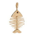 Annoushka yellow gold fish bones charm with diamonds, imported from the UK