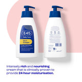 E45 Rich 24H Fast Absorbing Moisturiser Cream for dry skin Pump   400ml - McGrocer