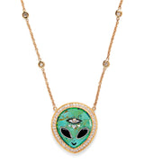 Harrods Jacquie Aiche Small Yellow Gold Diamond Turquoise and Onyx Inlay Necklace- Buy online at McGrocer