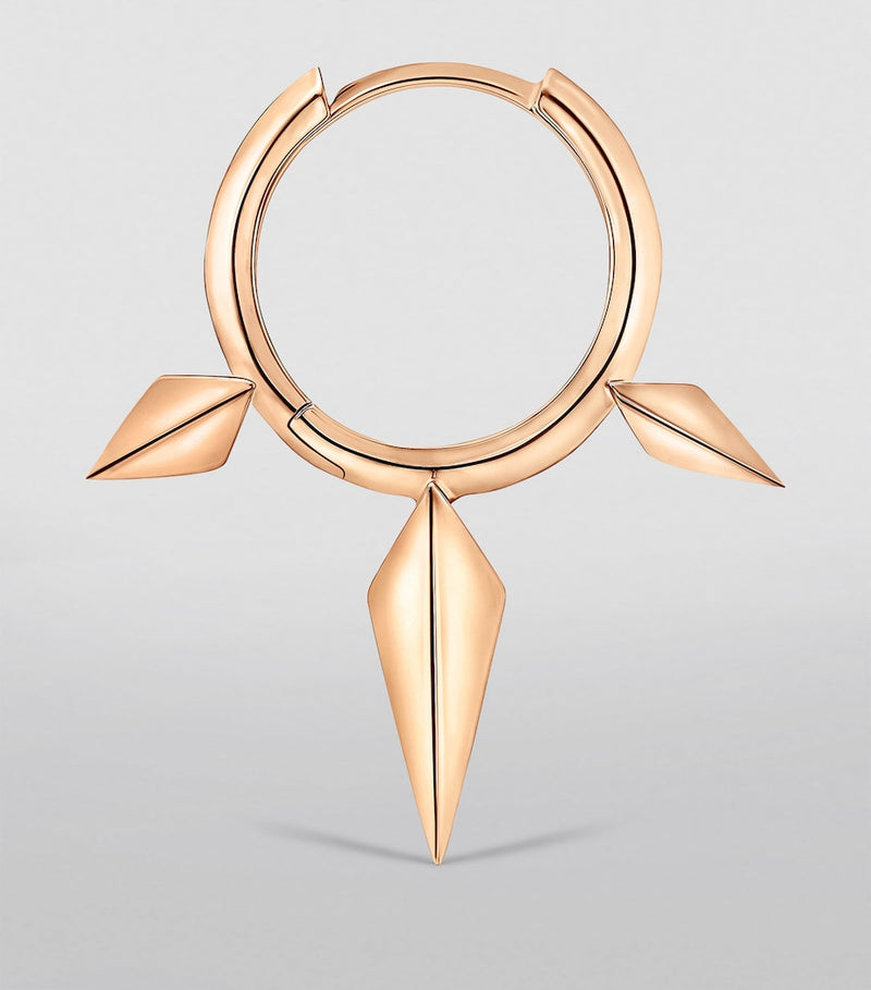 Maria Tash rose gold faceted triple spike hoop earring 9.5mm, UK version