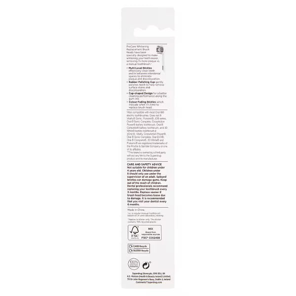 Superdrug ProCare Whitening Toothbrush Heads x4 pack (British brand)