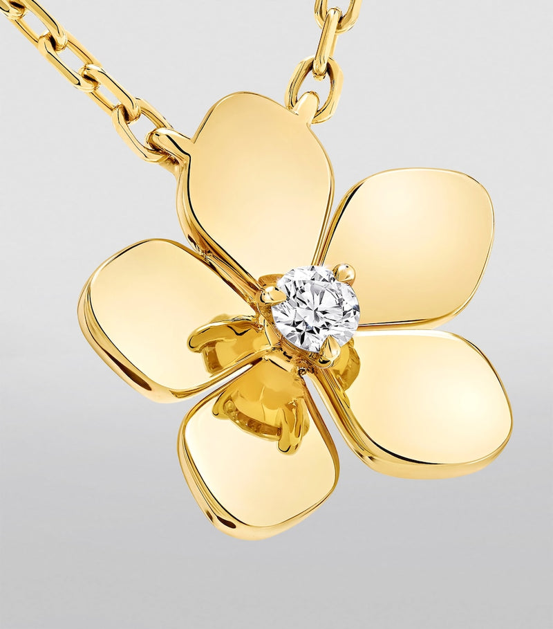 Graff yellow gold diamond mini wild flower pendant necklace (British brand)
