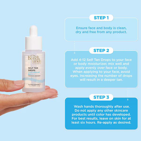 Bondi Sands Self Tan Drops Light Medium 30ml - British product