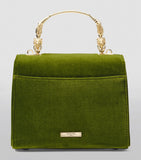 Aspinal of London midi velvet embroidered Mayfair top-handle bag (British brand)