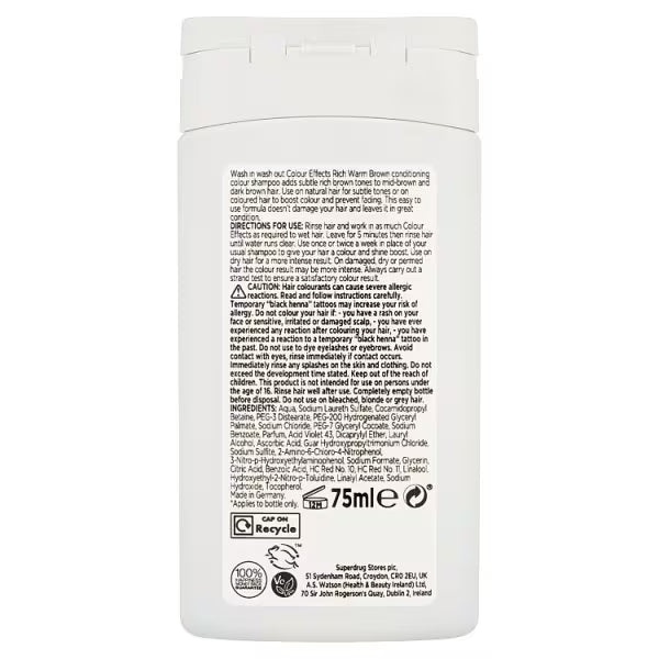Superdrug Rich Warm Brown toner (British brand)