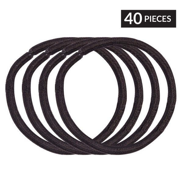 Brushworks Black Hair Bands 40 Pack, imported from the UK