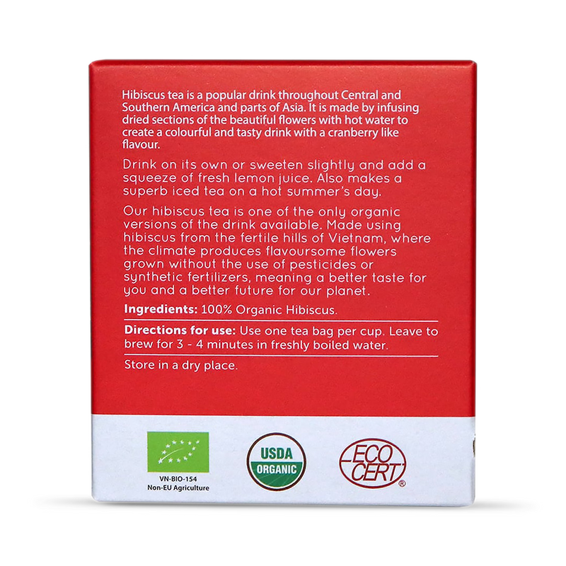 Natur Boutique Organic Hibiscus Tea 20 Sachets, imported from the UK