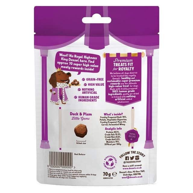 Denzel's Meaty Rewards Duck & Plum Little Gems Dog Treats 70g