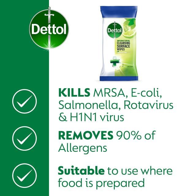 Dettol Antibacterial Multipurpose Lime & Mint Wipes   3 x 110 per pack
