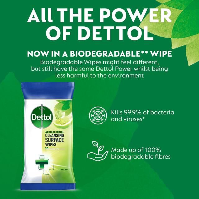 Dettol Antibacterial Multipurpose Lime & Mint Wipes   3 x 110 per pack