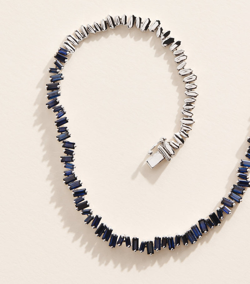 Suzanne Kalan white gold blue sapphire tennis necklace - British product