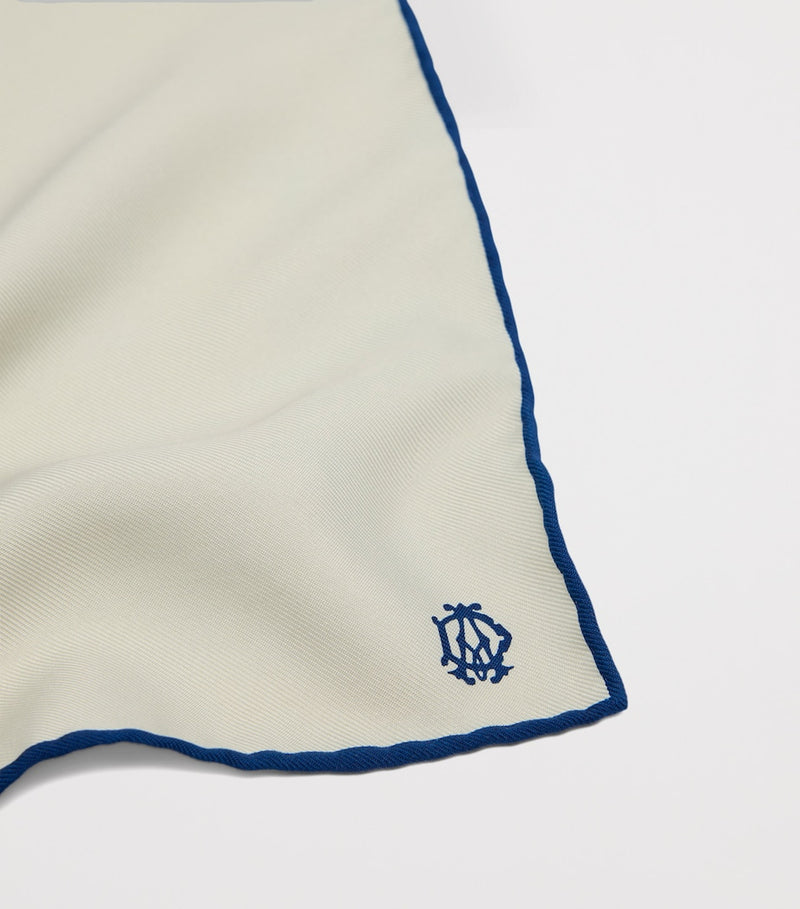 Dunhill mulberry silk pocket square with cypher logo, UK version