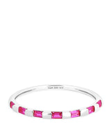Harrods Astrid & Miyu White Gold and Pink Sapphire Baguette Ring- Buy online at McGrocer