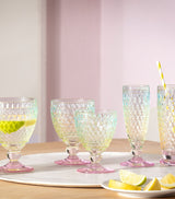 Set of 4 White Wine Glasses with Faceted Pearl Design, 125ml