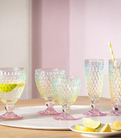 Set of 4 White Wine Glasses with Faceted Pearl Design, 125ml