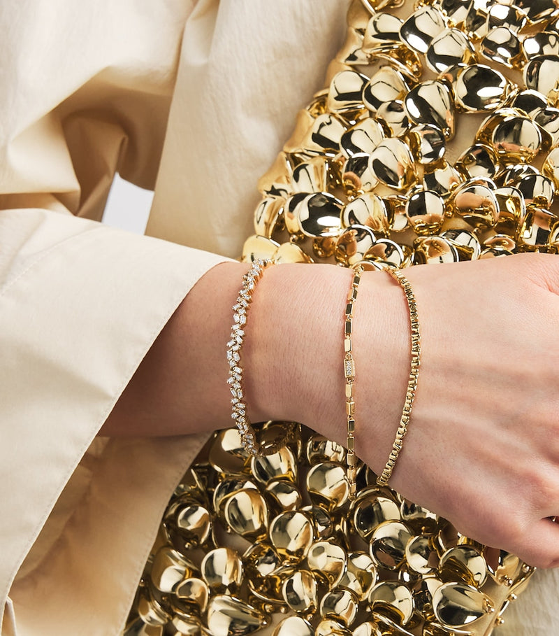 Suzanne Kalan yellow gold tennis bracelet 17.5cm, imported from the UK